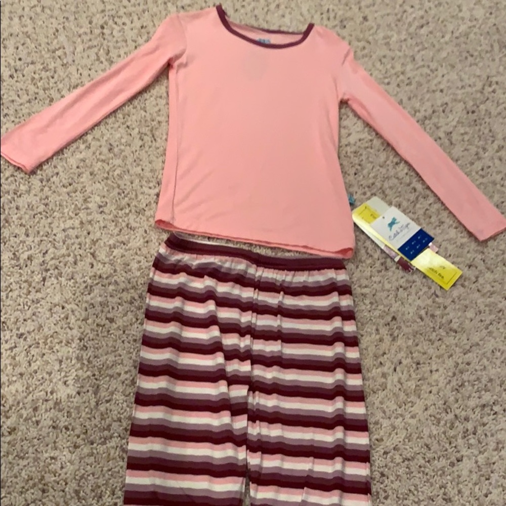 Kickee Pants Girls Dino Stripe Pajama Set